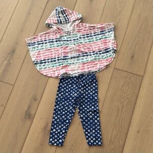 Lucky Brand Girls Striped Hooded Top in Pink, Teal, Navy & White